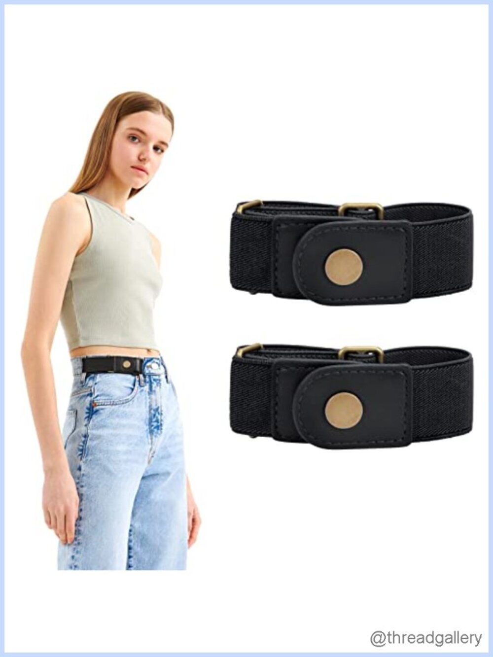 No Buckle Stretch Side Belt Elastic Waist Belt for Jeans Pants